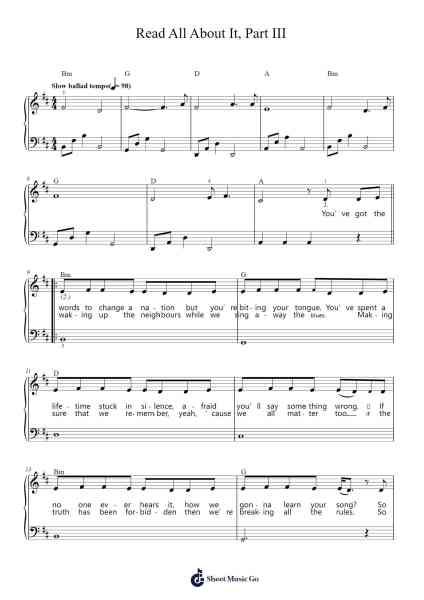 Read All About It, Part III Sheet Music by Labrinth-Arr.Molta