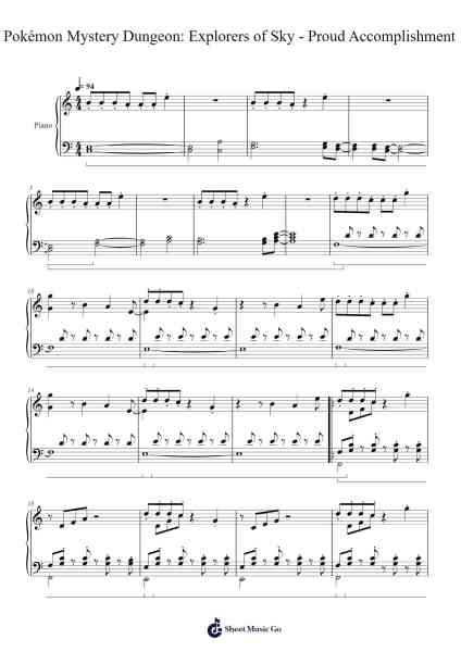 Pokémon Mystery Dungeon: Explorers of Sky - Proud Accomplishment Sheet Music by Arata Iiyoshi-Arr.Stilris Babty