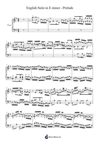 English Suite No. 5 in E Minor, BWV 810: I. Prelude Sheet Music by Johann Sebastian Bach-Arr.Osger