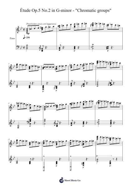Étude Op.5 No.2 in G-minor - "Chromatic groups" Sheet Music by Bysweet Keplop-Arr.Ligreen