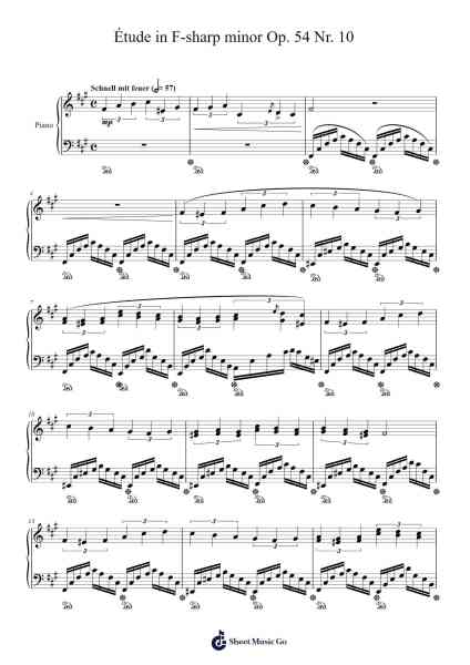 Étude in F-sharp Minor, Op. 54 No. 10 Sheet Music by Genewat Duttret-Arr.Wilheljones