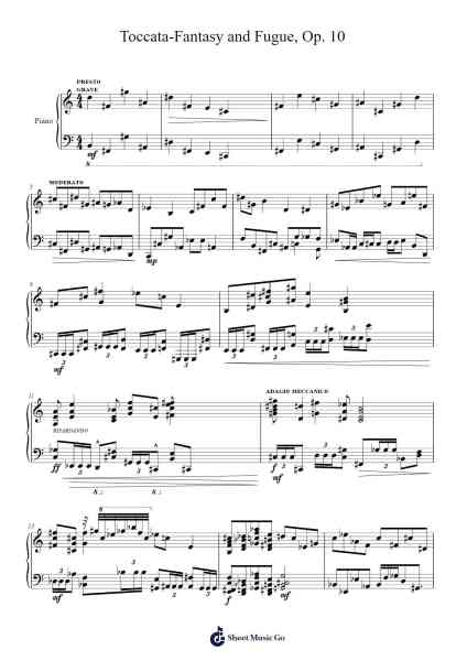 Toccata-Fantasy and Fugue, Op. 10 Sheet Music by Yağız Arslan-Arr.Sufe Hodnions