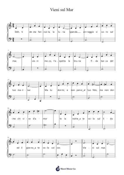 Vieni sul Mar Sheet Music by Traditional-Arr.Cromon Annlvis