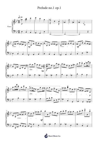 Prelude Op. 1 No. 1 樂譜由 ryanmcgold201 - 編曲 Clairenor Jouvic