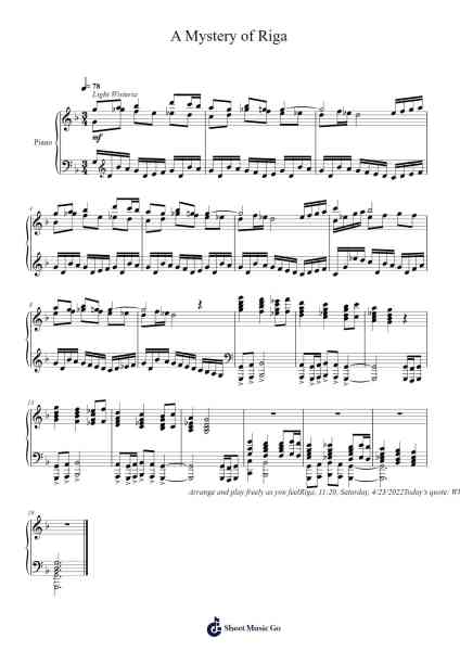 A Mystery of Riga Sheet Music by Toursbur-Arr.Odemick