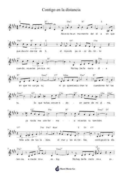 Contigo en la distancia Sheet Music by César Portillo de la Luz-Arr.Dierclaude Hedwill