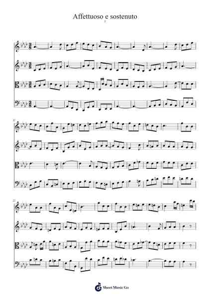 String Quartet Op. 20 No. 1 in E Major: III. Affettuoso e sostenuto Sheet Music by Joseph Haydn-Arr.Manreade