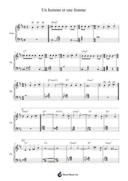 Un homme et une femme Sheet Music by Francis Lai-Arr.Saske