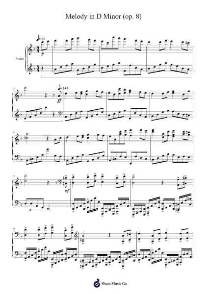 Melody in D Minor (op. 8) Sheet Music by Load-Arr.Wyattnix Abniel
