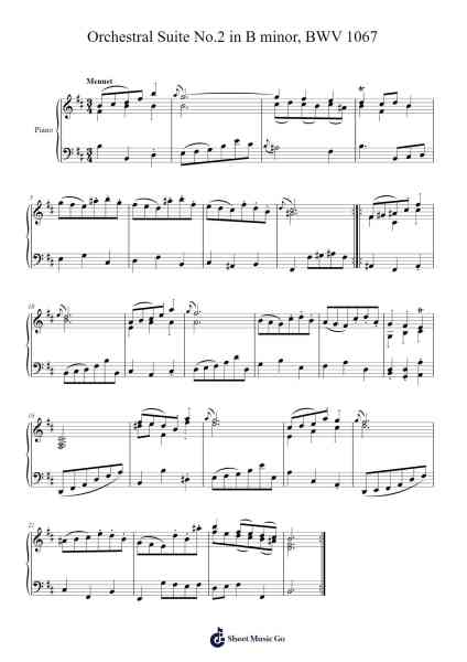 Orchestral Suite No. 2 in B Minor, BWV 1067: VI. Menuet Sheet Music by Johann Sebastian Bach-Arr.Aumeo Glennrine