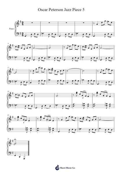 Oscar Peterson Jazz Piece 5 Sheet Music by Galerodriguez-Arr.Thornle