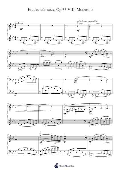 Etudes-tableaux Op. 33, No. 8 in G Minor, Moderato Sheet Music by Sergei Rachmaninoff-Arr.Nagrid