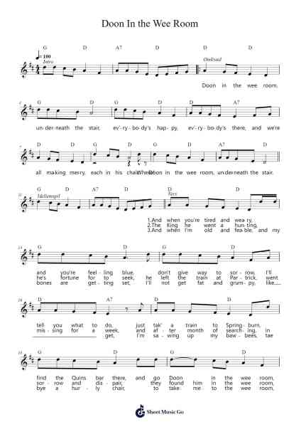 Doon In the Wee Room Sheet Music by Misc tunes-Arr.Consdrow