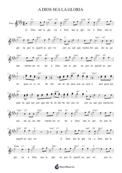 A DIOS SEA LA GLORIA Sheet Music by -Arr.Gemcol Nemott
