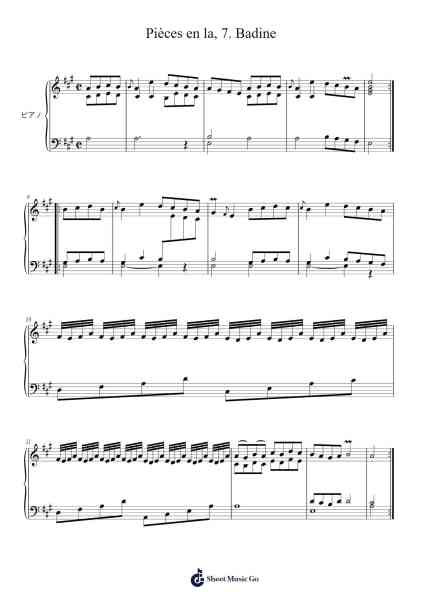 Pièces en la, 7. Badine Sheet Music by Pierre Thomas Dufour-Arr.Eglice