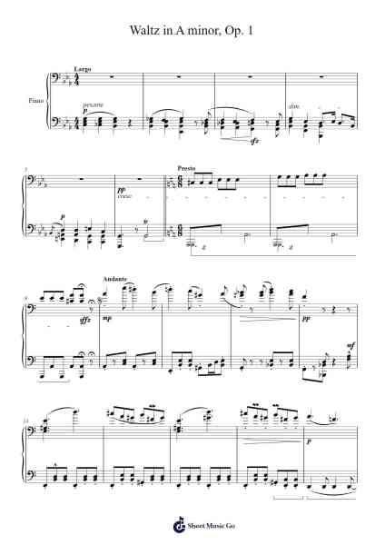 Waltz in A minor, Op. 1 Sheet Music by lendrelight-Arr.Blanes Poyale
