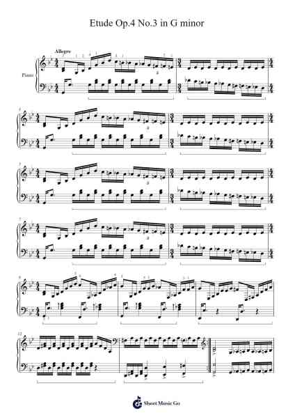 Etude Op.4 No.3 in G minor 樂譜由 A. Bedoya - 編曲 Hudfitch Terleign