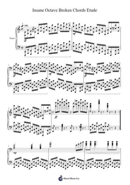 Insane Octave Broken Chords Etude Sheet Music by James Wei-Arr.Besquinn
