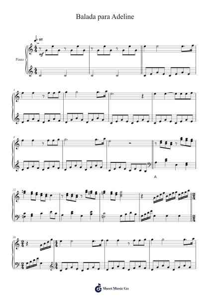 Balada para Adeline Sheet Music by Paul de Senneville-Arr.Cashdrey Popkim