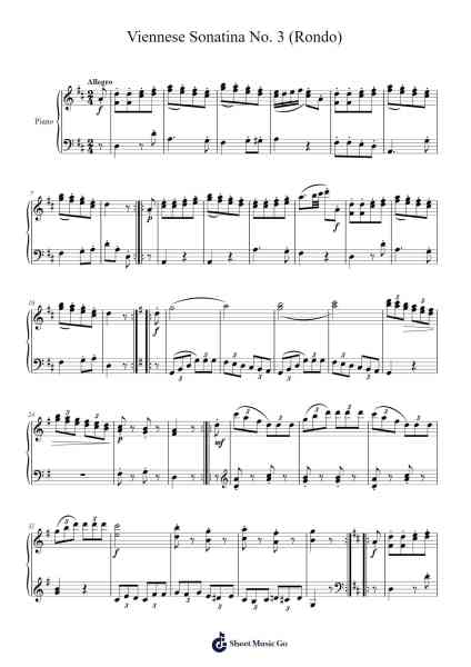 Viennese Sonatina No. 3 in D Major: IV. Rondo Sheet Music by Wolfgang Amadeus Mozart-Arr.Vinwat