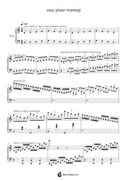 easy piano warmup Sheet Music by Od. G.-Arr.Humlouie