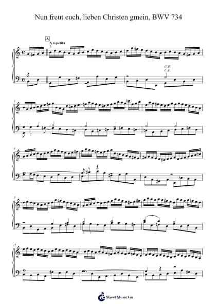 Nun freut euch, lieben Christen gmein, BWV 734 樂譜由 Johann Sebastian Bach - 編曲 Gilphia