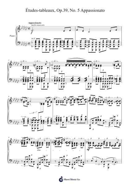 Études-tableaux in E-flat Minor, Op. 39, No. 5 "Appassionato" Sheet Music by Sergei Rachmaninoff-Arr.Yuledon