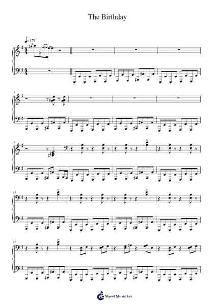 The Birthday Sheet Music by The Birthday Massacre-Arr.Temvogt Roblome