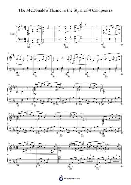 The McDonald's Theme in the Style of 4 Composers Sheet Music by ...etc...-Arr.Sodwight