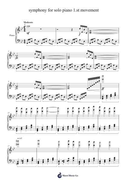 Symphony for Solo Piano 1st Movement Sheet Music by JAn KLasić-Arr.Latnence