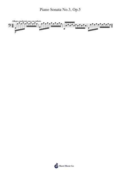 Piano Sonata No. 3 in F Minor, Op. 5 Sheet Music by Johannes Brahms-Arr.Mauddam Linddice