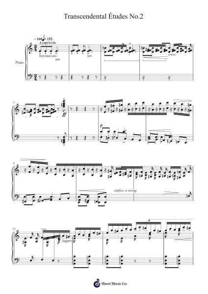 Transcendental Études No.2 Sheet Music by Franz Liszt-Arr.Yveskim
