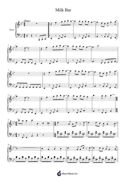 Milk Bar Sheet Music by Koji Kondo-Arr.Egbeau