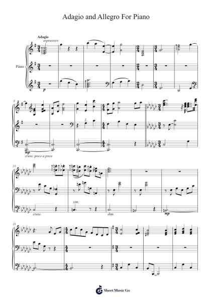 Adagio and Allegro For Piano Sheet Music by Bosfinn-Arr.Doych Phyljim