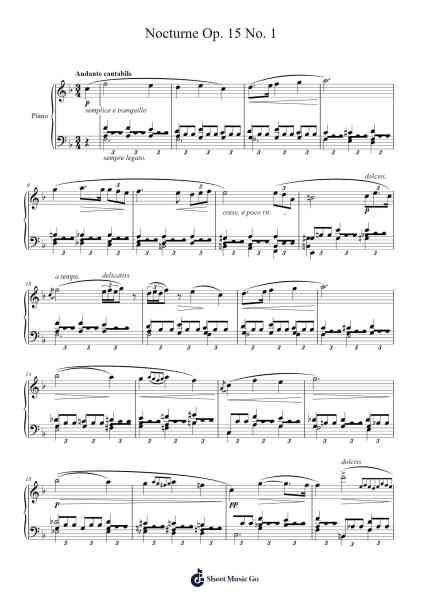 Nocturne in F-sharp Major, Op. 15, No. 1 乐谱由 Frédéric Chopin - 编曲 Stoweberg