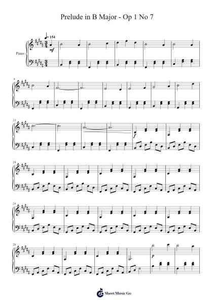 Prelude in B Major - Op 1 No 7 Sheet Music by E. Sand.-Arr.Prittlay