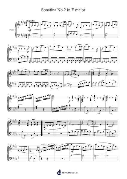 Sonatina No.2 in E major Sheet Music by -Arr.Websjean Hodgdre