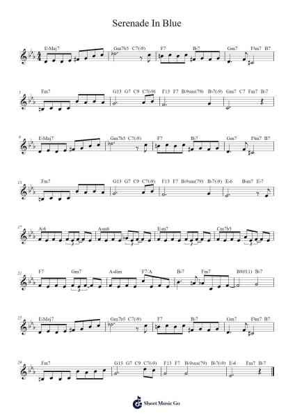 Serenade In Blue Sheet Music by Harry Warren/Mack Gordon-Arr.Saslaide Wattvic