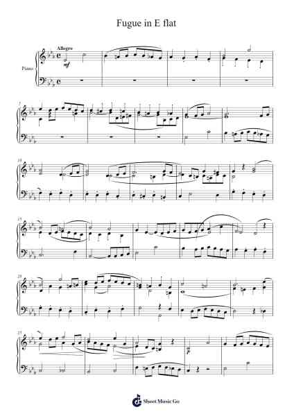 Fugue in E flat by Mikhail Glinka Sheet Music by Mikhail Glinka-Arr.Jonesrhys