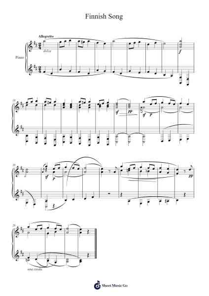 Finnish Song Sheet Music by Mikhail Glinka-Arr.Bloorgrace Springa