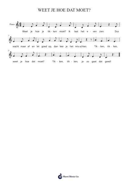 WEET JE HOE DAT MOET? Sheet Music by -Arr.Manssom Pulwylde