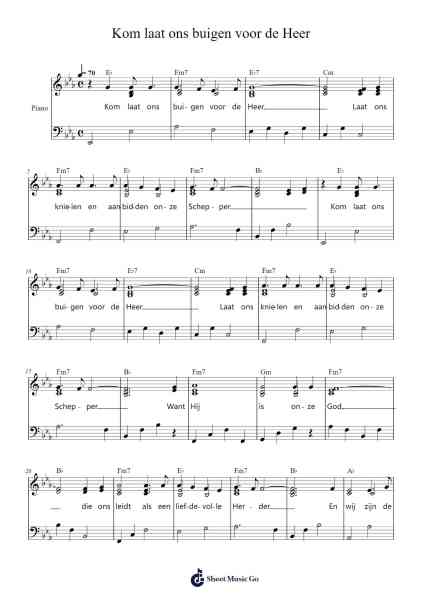 Kom laat ons buigen voor de Heer Sheet Music by -Arr.Jillcke