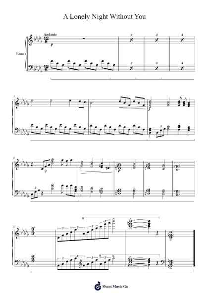 A Lonely Night Without You Sheet Music by Loudan Stephen Alexenov Stradinoff-Welkinstein-Arr.Lizly Hojo