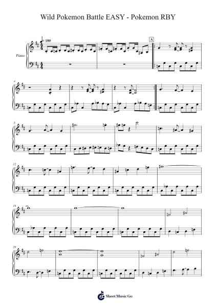 Wild Pokemon Battle EASY - Pokemon RBY Sheet Music by Junichi Masuda-Arr.Hawat