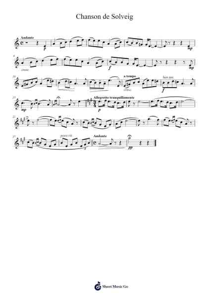 Chanson de Solveig Sheet Music by Edvard Grieg-Arr.Efkirk