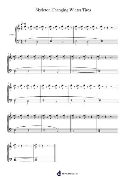 Skeleton Changing Winter Tires (Luuranko vaihtaa talvirenkaat) Sheet Music by Tuukka Jokilehto-Arr.Leeles Stoweser
