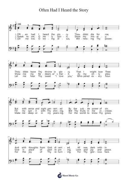 Often had I heard the story Notas de música por Victoria B. Demarest-Arr.Brobraith Zeyer