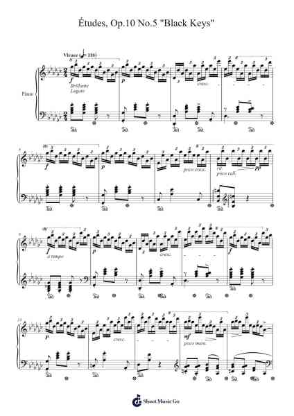 Études, Op. 10 No. 5 in G-flat Major "Black Keys" Sheet Music by Frédéric Chopin-Arr.Wentio Termaltz