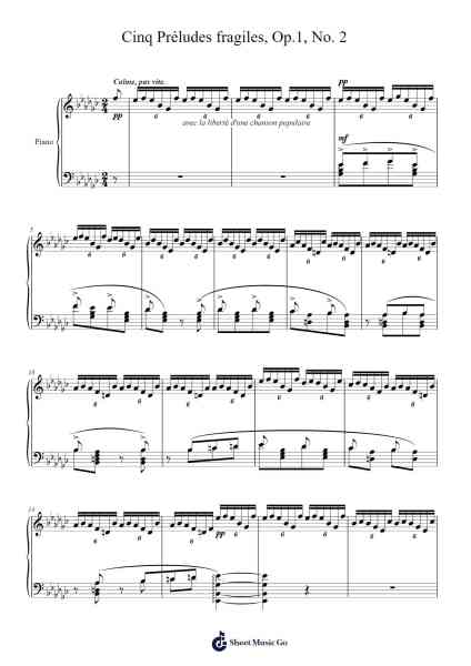 Cinq Préludes fragiles, Op. 1, No. 2 Sheet Music by Arthur Lourié-Arr.Mickkay