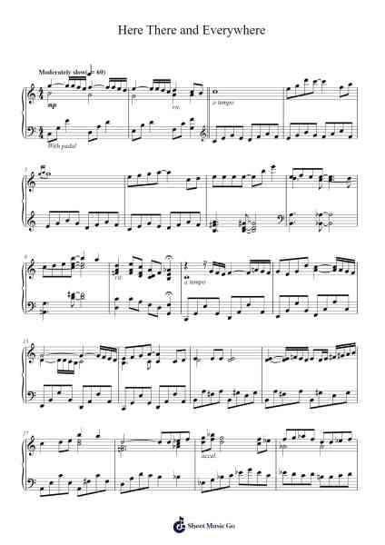 Here There and Everywhere Sheet Music by John Lennon/Paul McCartney-Arr.Kylefie